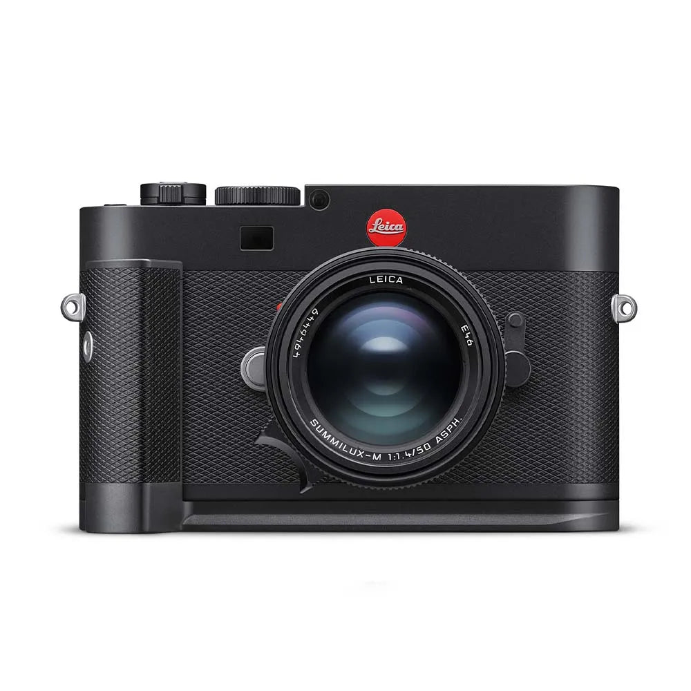 Black Leica camera on a white background