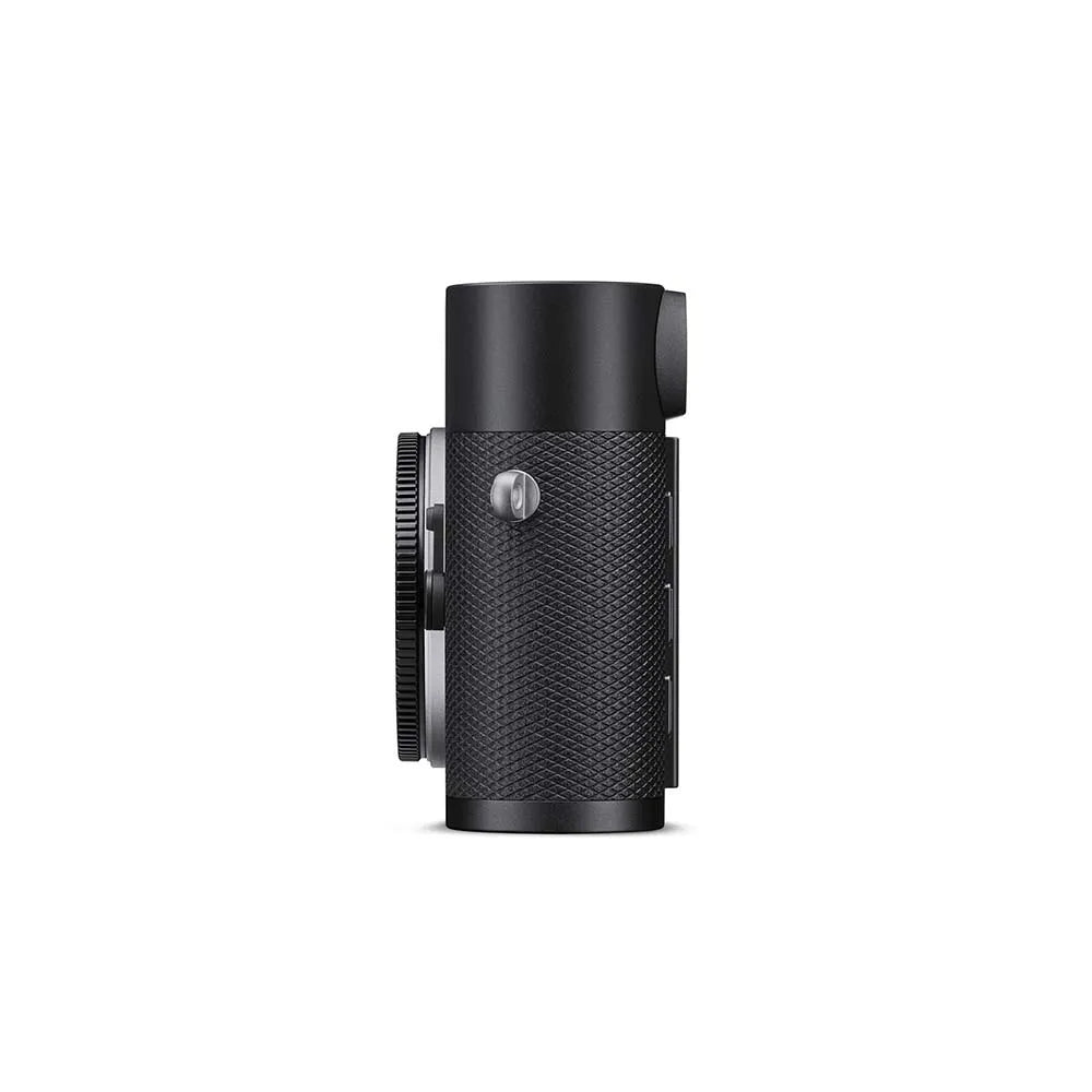 Black textured camera lens on a white background