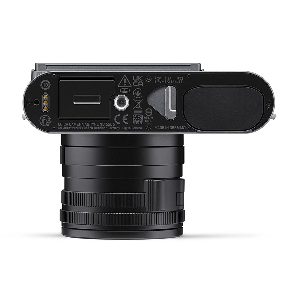 Camera lens with brand logo on a white background
