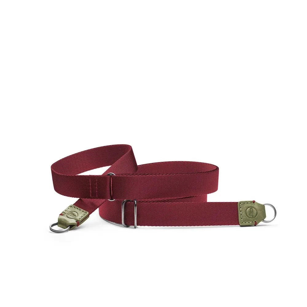 LEICA CARRYING STRAP FABRIC, LEATHER, OLIVE-BURGUNDY PRE-ORDER