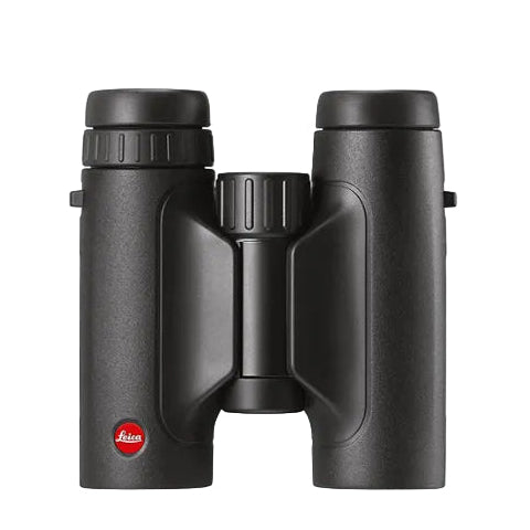 A pair of black Leica Trinovid 10x32 HD binoculars with twist-up click-stop eyecups, displayed against a white background.